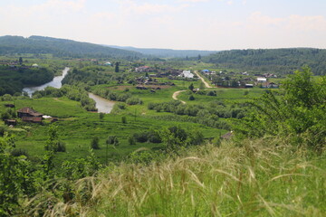 Top view on Suenga village in the Maslyaninsky District of the Novosibirsk Region