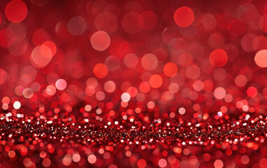 Vibrant red glitter bokeh background with sparkling lights, ideal for festive occasions, celebrations, and holiday decorations.