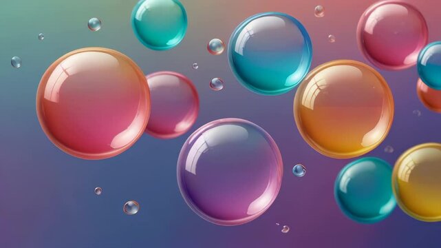 Colorful soap bubbles floating against pastel background