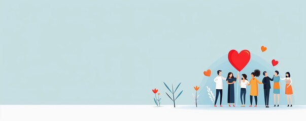 Cancer-free day celebration, survivors and supporters, flat design illustration