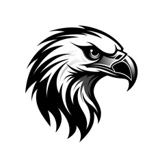 Obraz premium Modern, simple, black and white eagle head for logo design, white background.