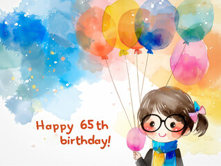 Joyful "Happy 65th Birthday" Text - Milestone Celebration Design