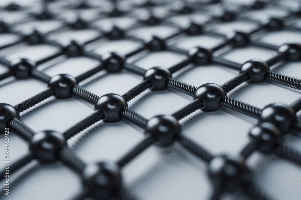 Poster abstract network of interconnected black spheres and lines creating a geometric pattern. perfect for