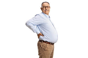 Coroulent mature man with pain in lower back