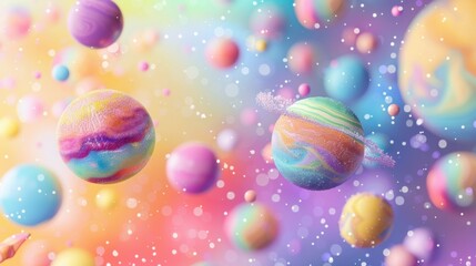 宇宙に漂うキャンディーの惑星群 - 夢のような空間02