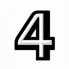 Isolated black and white vector illustration of symbolic number 4 on white background.