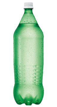 Garrafa PET sem r&oacute;tulo com gotas de &aacute;gua isolado em fundo transparente - garrafa de pl&aacute;stico