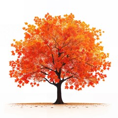 Vibrant maple tree with a mix of red and orange leaves in autumn, ideal for illustrating the beauty and diversity of fall foliage.