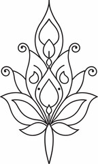 flower petal hand drawn in black outline nice vector tattoo design