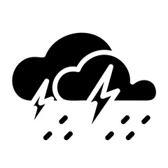 Cloudy with Rain and Lightning Weather Fill Icon - Minimal, Clean and Elegant interface icon, Suitable for Web, UI and Mobile Application