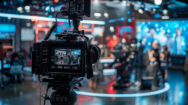 Professional Video Camera Capturing Live Television Studio Production Scene