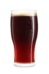 Glass of dark beer isolated on white