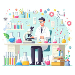 Laboratory with equipment vector 