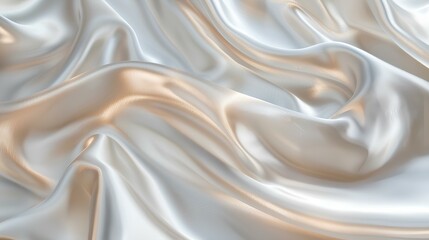 Obraz premium A delicate and shiny silk fabric with gentle, flowing folds, exuding a sense of luxury and softness, perfect for high-end fashion and interior design.