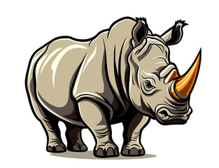 Fototapeta premium Rhino drawing, white background