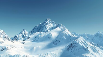 Fototapeta premium Majestic snowy mountains stand tall under a clear blue sky.