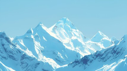 Obraz premium Majestic snowy mountains stand tall under a clear blue sky.