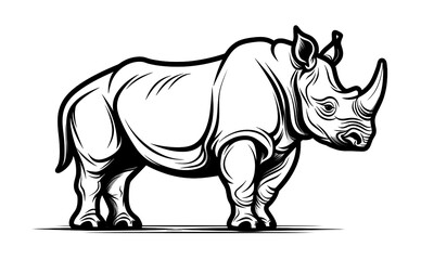 Fototapeta premium Rhino standing with black stripes For logos and various designs, white background
