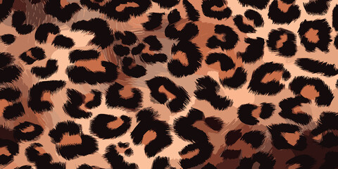 Leopard Skin Texture Pattern Vector. Seamless Animal Wildlife Skin Pattern. Leopard Fur Camouflage Background.