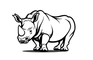 Obraz premium Rhino standing with black stripes For logos and various designs, white background