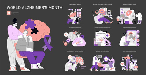 World Alzheimers Month. Flat Vector Illustration