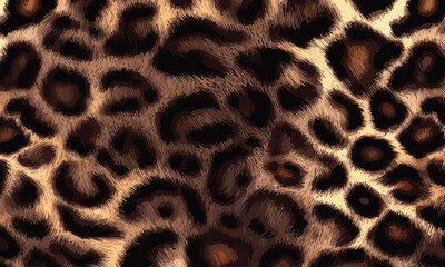 Leopard Skin Texture Pattern Vector. Seamless Animal Wildlife Skin Pattern. Leopard Fur Camouflage Background.