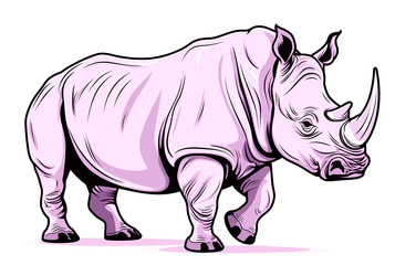 Obraz premium Pink rhino with black stripes For logos and various designs, white background