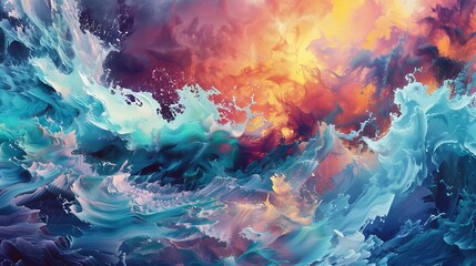 Obraz premium Abstract stormy sea in bright, eye-catching colors, dynamic forms