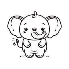 Cute Baby Elephant Outline for Coloring, Baby Elephant Coloring Page Outline