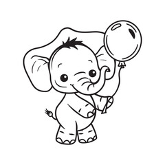 Cute Baby Elephant Outline for Coloring, Baby Elephant Coloring Page Outline