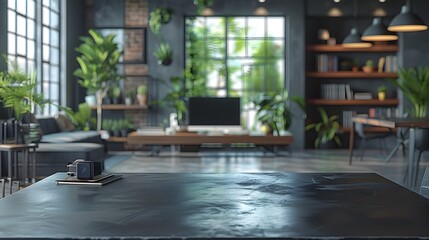 Sleek Industrial Style Metal Table in Loft Apartment for Modern Tech Gadget Display