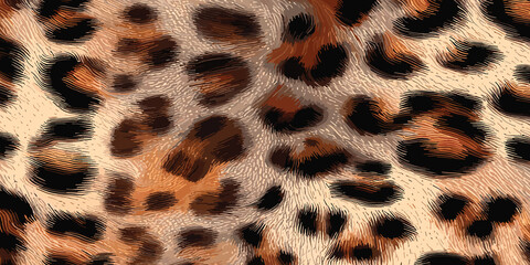 Leopard Skin Texture Pattern Vector. Seamless Animal Wildlife Skin Pattern. Leopard Fur Camouflage Background.