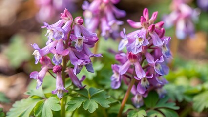 Corydalis nobilis (fumewort) flowers, close up