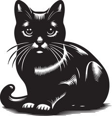 Black cat vector style silhouette art