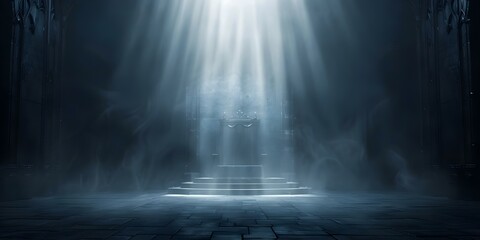 Shadowy throne room illuminated by flickering candles. Concept Dark fantasy, Regal setting, Candlelight ambiance, Throne room, Shadowy atmosphere