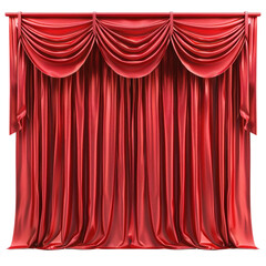 Red Velvet Stage Curtains with Draped Valance