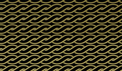 The image depicts a close-up view of a black background with a gold rope pattern