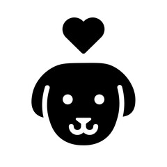 Fototapeta premium Dog Face with Heart Fill Icon - Minimal, Clean and Elegant interface icon, Suitable for Web, UI and Mobile Application