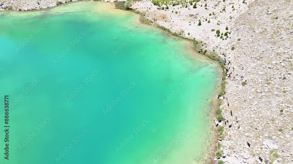 Wall mural The aerial views of Green Lake, a crater lake, is on the Gömbe Plateau, famous for its unique geographical riches.