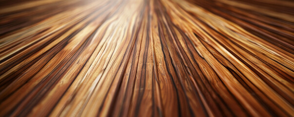 Obraz premium A macro view of exotic zebrawood paneling with its distinctive striped grain. The light and dark wood contrasts create a striking, luxurious appearance.