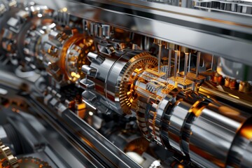 Intricate 3D Render of Oil Pump Internal Mechanics with Gears, Pistons, and Valves in Action
