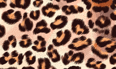 Leopard Skin Texture Pattern Vector. Seamless Animal Wildlife Skin Pattern. Leopard Fur Camouflage Background.