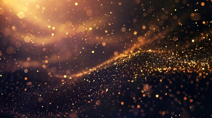 Naklejka premium Abstract Golden Glitter Waves with Bokeh Effect