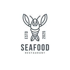 lobster seafood restaurant logo design, minimalist elegant, line art style.eps