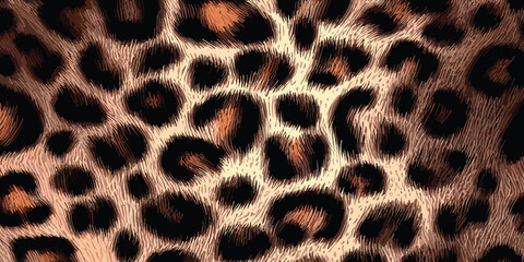 Leopard Skin Texture Pattern Vector. Seamless Animal Wildlife Skin Pattern. Leopard Fur Camouflage Background.