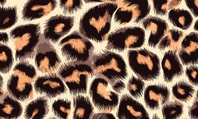 Leopard Skin Texture Pattern Vector. Seamless Animal Wildlife Skin Pattern. Leopard Fur Camouflage Background.