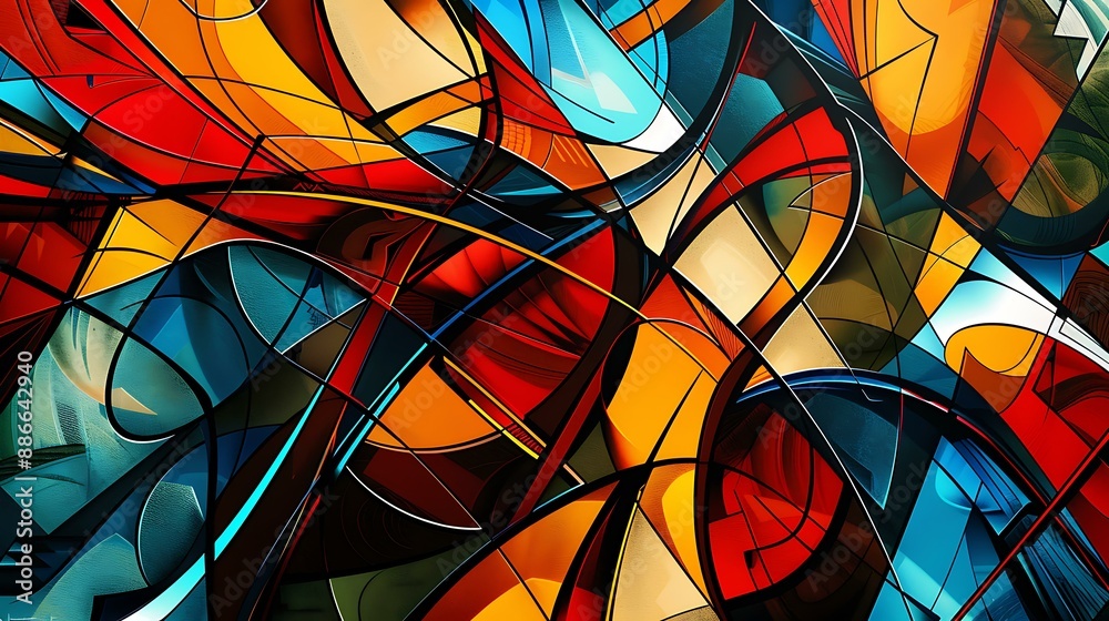 Poster bold contrast of sharp lines and organic patterns intertwining in a modern and artistic abstract bac