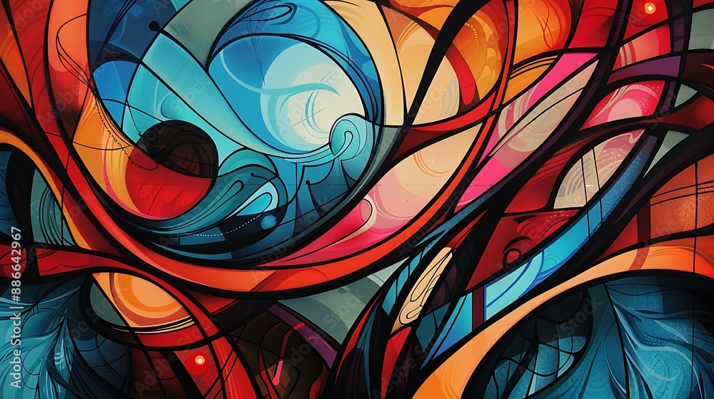 Poster bold contrast of sharp lines and organic patterns intertwining in a modern and artistic abstract bac