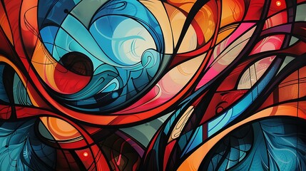 Bold contrast of sharp lines and organic patterns intertwining in a modern and artistic abstract background
