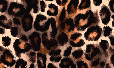 Leopard Skin Texture Pattern Vector. Seamless Animal Wildlife Skin Pattern. Leopard Fur Camouflage Background.